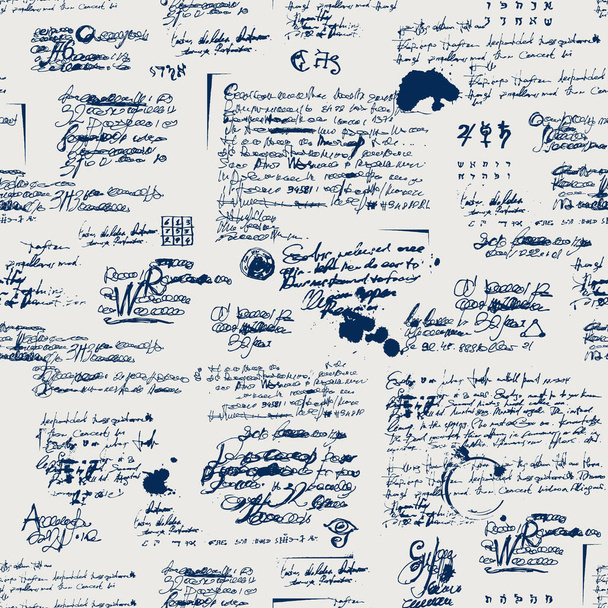 seamless pattern with illegible scribbles and blots - Vecteur, image