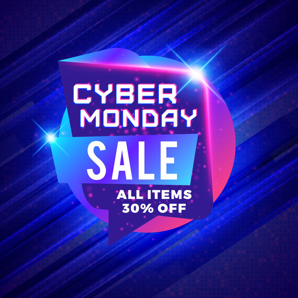 Cyber Monday sale sticker. Discount banner. Special offer sale tag on dark blue background. Vector illustration - Вектор,изображение