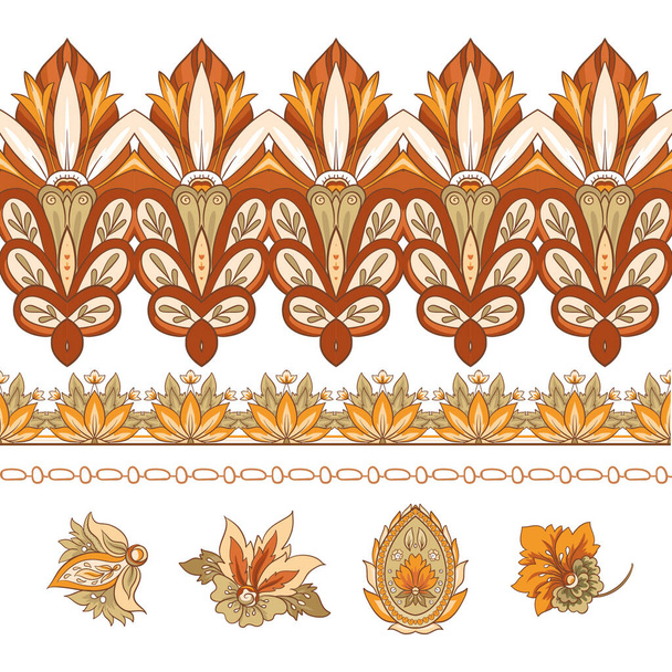 Pattern with traditional paisley. Floral vector - Вектор,изображение