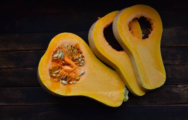 pumpkin pear-shaped Spanish guitar in the context of seeds - Photo, Image