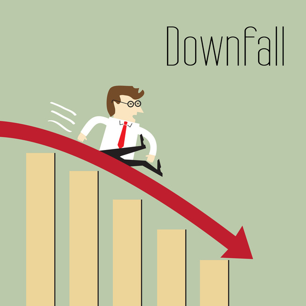 Downfall, Chart going through the floor, Business decline - Vector, Image