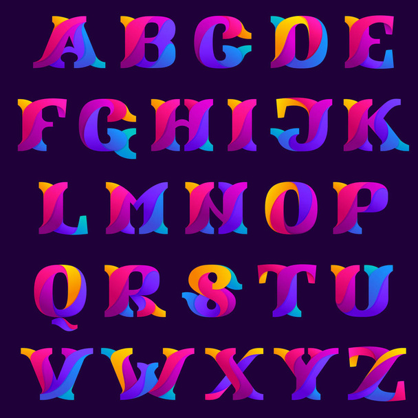 Overlapping gradients alphabet design idea. - Vektör, Görsel