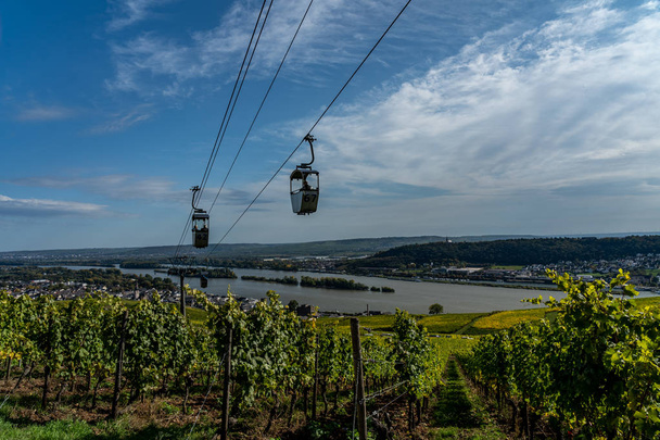 Cable car to Niederwald Monumentand of ruedesheim, middle rhine  - Photo, Image