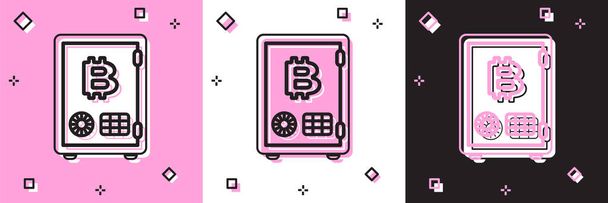 Set Icono Prueba de estaca aislado sobre fondo rosa y blanco, negro. Criptomoneda economía y colección de finanzas. Ilustración vectorial
 - Vector, imagen