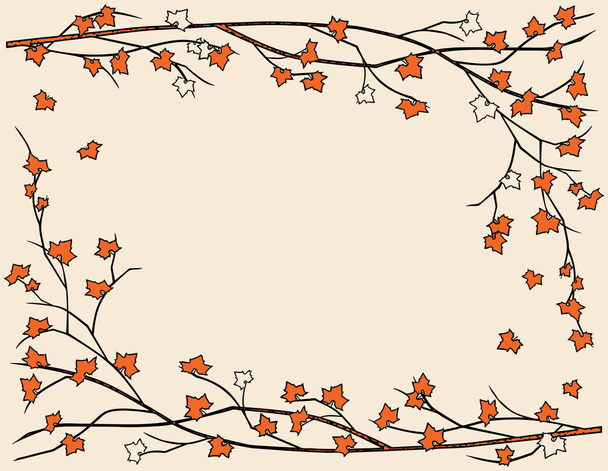 Tarjeta vectorial con marco floral decorativo de ramas de arce con hojas de otoño
 - Vector, imagen
