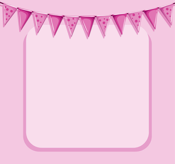 rosa Hintergrund mit Rahmen und Fahnen - Vektor, Bild