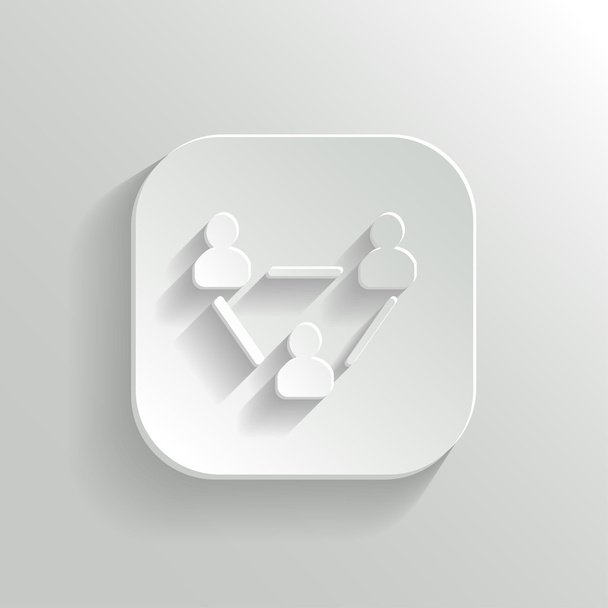 User group network icon - vector white app button - Vetor, Imagem