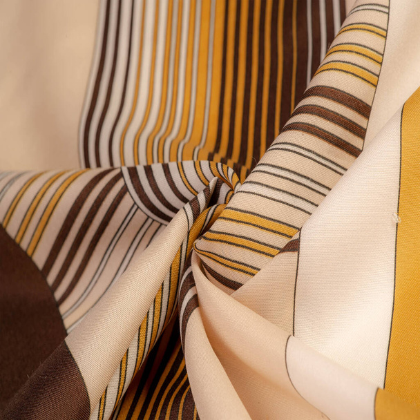 Textura, fundo, padrão, tecido de seda de cor marrom, geomet
 - Foto, Imagem