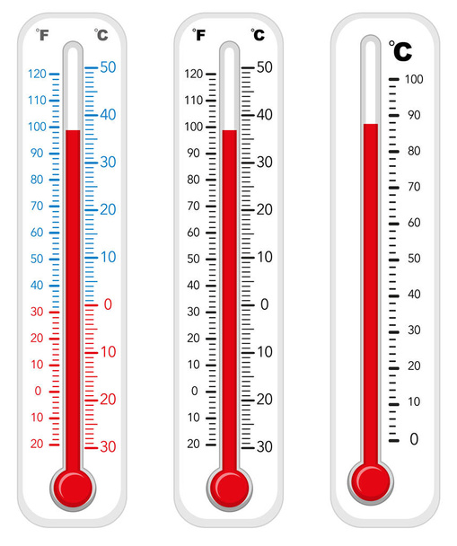 Különböző fokozatú hőmérők - Vektor, kép