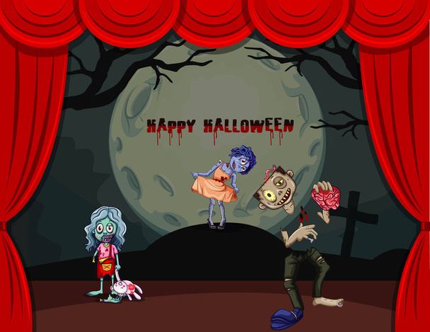 Tema Halloween con zombie sul palco
 - Vettoriali, immagini
