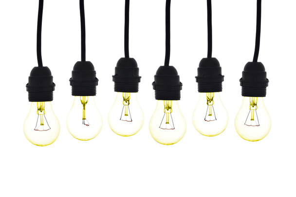 opknoping lampen in de kleur geel op wit - Foto, afbeelding