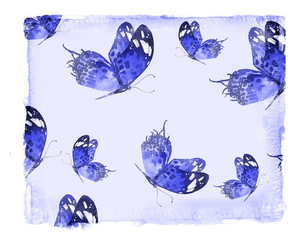 ακουαρέλα φόντο με πεταλούδες - Φωτογραφία, εικόνα