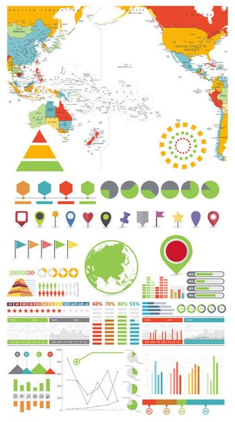Элементы карты и инфографики Тихого океана 2
 - Вектор,изображение