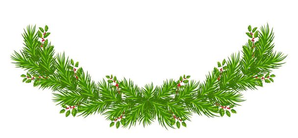 Nouvelle année couronne de carte de voeux / guirlande de branche d'arbre de Noël
 - Photo, image
