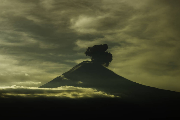 Popocatepetl active volcano, blue sky erupting - Photo, Image