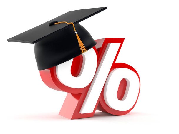 Percent symbol with graduation hat - Photo, Image
