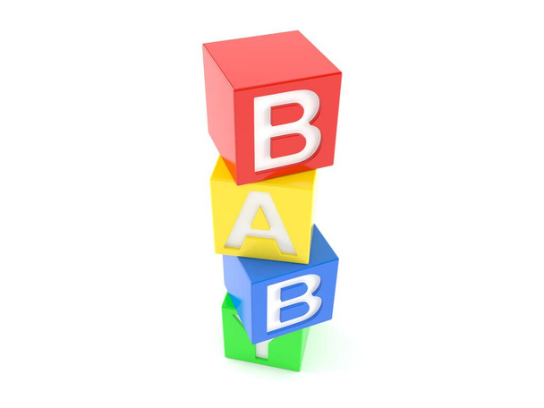 Kilka kolorowych bloków z literami - Zdjęcie, obraz