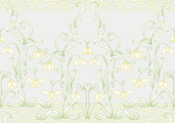 Galanthus, snowdrop, nivalis. Seamless pattern - Vector, Image