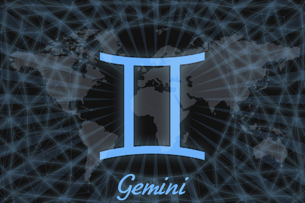 Zodiac sign - Gemini. astrological symbol with the signature, on the background of the earth. Can be used for horoscopes. - Photo, Image
