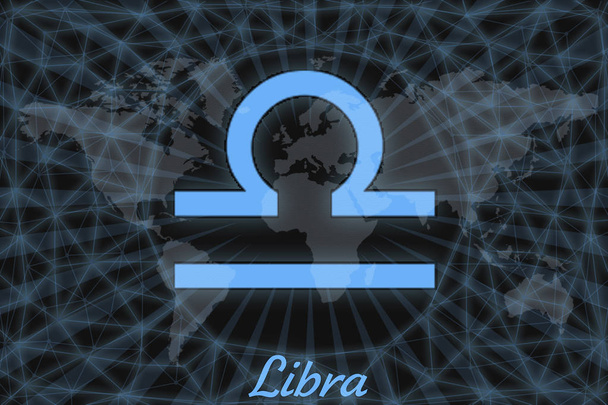 Zodiac sign - Libra. astrological symbol with the signature, on the background of the earth. Can be used for horoscopes. - Photo, Image