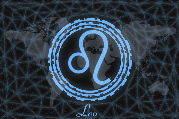 Zodiac sign - Leo. astrological symbol with the signature, on the background of the earth. Can be used for horoscopes. - Foto, Imagem