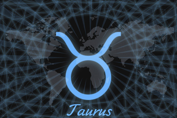Zodiac sign - Taurus. astrological symbol with the signature, on the background of the earth. Can be used for horoscopes. - Фото, зображення