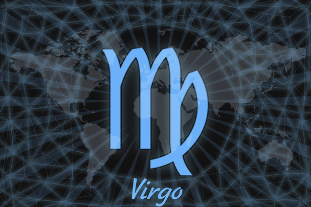 Zodiac sign - Virgo. astrological symbol with the signature, on the background of the earth. Can be used for horoscopes. - Zdjęcie, obraz
