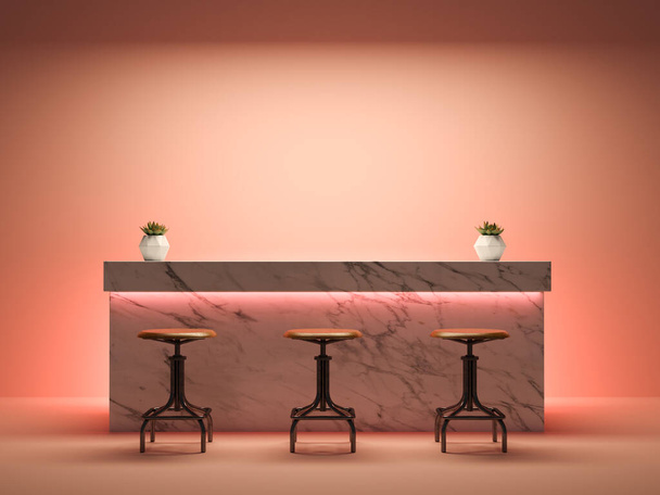 Interior room with bar counter 3D rendering - Fotografie, Obrázek