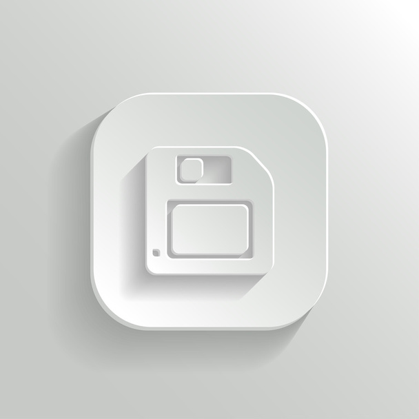 Floppy diskette icon - vector white app button - Вектор,изображение