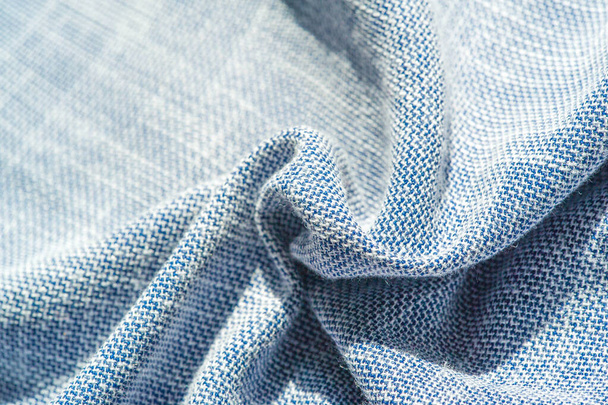 texturu pozadí, vzorek. Textilie modrá s bílým vláknem - Fotografie, Obrázek
