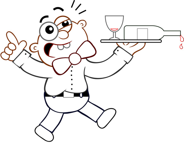 μεθυσμένος σερβιτόρος κινουμένων σχεδίων - Διάνυσμα, εικόνα