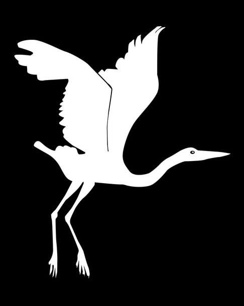 Silhouette of a flying up heron - Vector, Image
