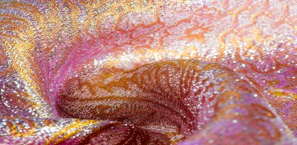 Textúra háttér, mintázat. rózsaszín brokát szövet. A brocad organza - Fotó, kép