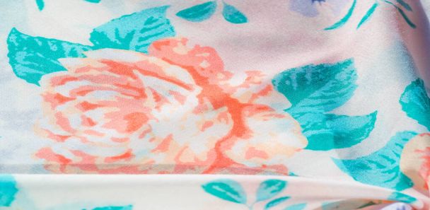 texture tissu de coton motif. Fleurs roses sur un backgrou blanc
 - Photo, image