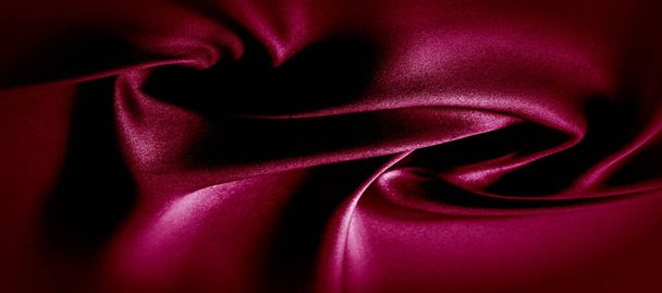 textuur, rode zijde stof panoramische foto. Silk Duke Mood satijn - - Foto, afbeelding