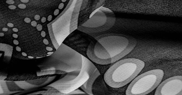 textura, pozadí, vzorek, tapeta. Černá bílá hedvábná látka - Fotografie, Obrázek
