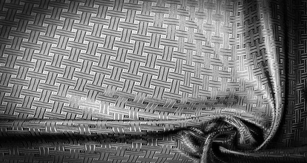 Texture de fond, motif. Tissu en soie noire avec un petit chèque
 - Photo, image