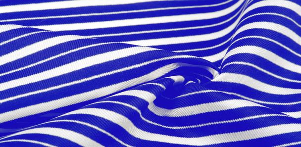 silk striped fabric. blue white stripes. This beautiful, super s - Photo, Image