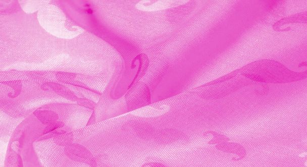 Textúra háttér, Pink selyem Fabric festett Cartoon Mustac - Fotó, kép