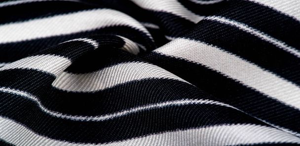  silk striped fabric. Black and white stripes. This beautiful, s - Photo, Image