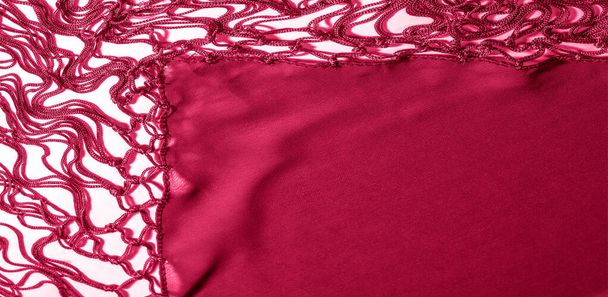 Struttura di sfondo di tessuto di seta. Questa è una sciarpa rossa naturale
,  - Foto, immagini