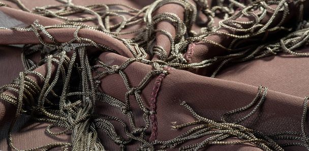 Textura de fondo de tela de seda. Esta es una bufanda marrón natural
 - Foto, Imagen