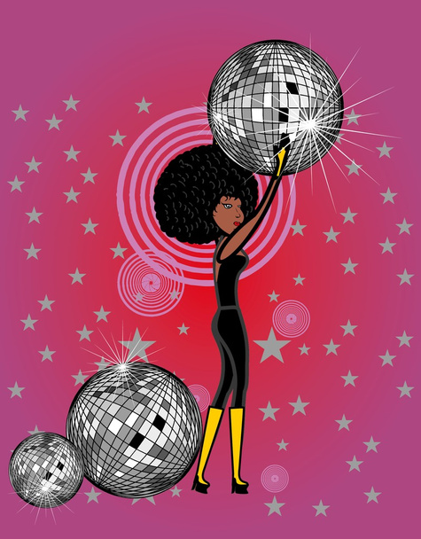 Afro disco girls vector art - Vecteur, image