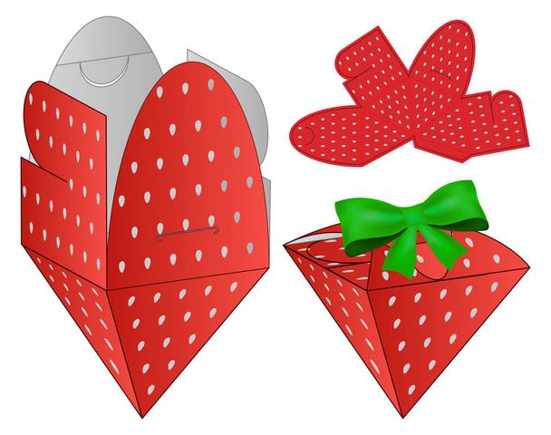 Strawberry Box packaging die cut template design. - Vector, Image