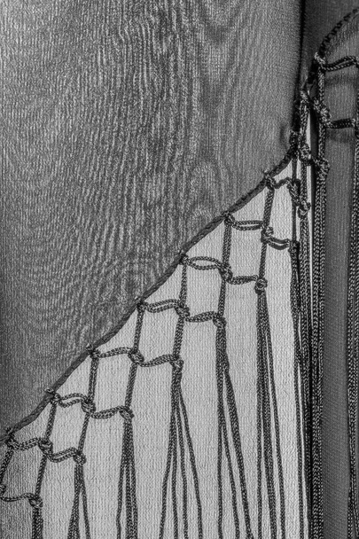 Texture de fond du tissu de soie. C'est une écharpe noire naturelle
 - Photo, image