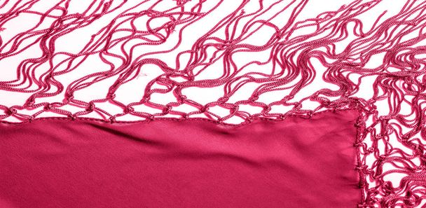 Background texture of silk fabric. This is a natural red scarf,  - Photo, Image