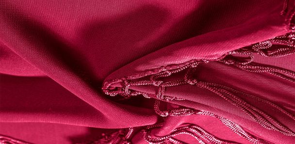 Background texture of silk fabric. This is a natural red scarf,  - Photo, Image