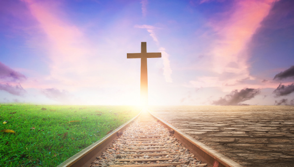 salvation concept:The Cross symbol of christian and Jesus Christ - 写真・画像