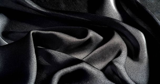 Background, pattern, texture, wallpaper, black silk fabric.  Add - Photo, Image