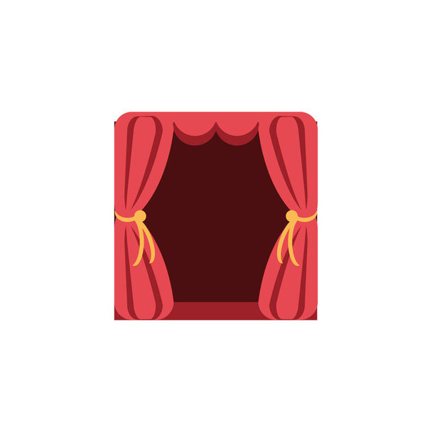 red theater curtains on white background - Vector, Image